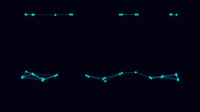 Abstract network visualization with interconnected blue nodes on black background