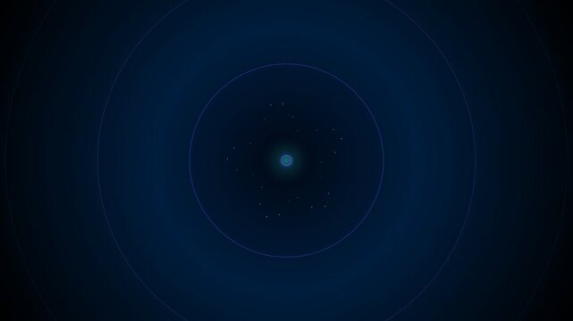 A glowing blue celestial orb centered within a thin circular orbital ring
