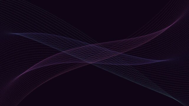 Abstract digital network of glowing particles forming an intersecting path