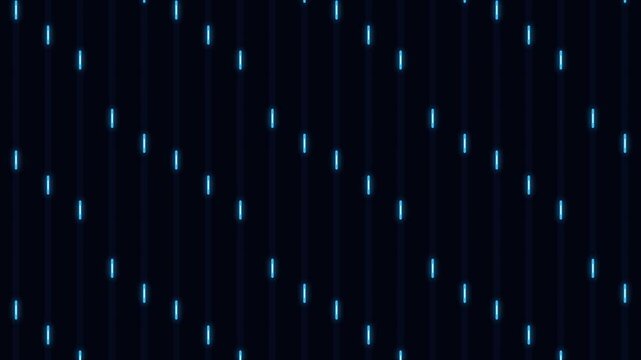 Abstract pattern of glowing blue vertical light lines on a dark background