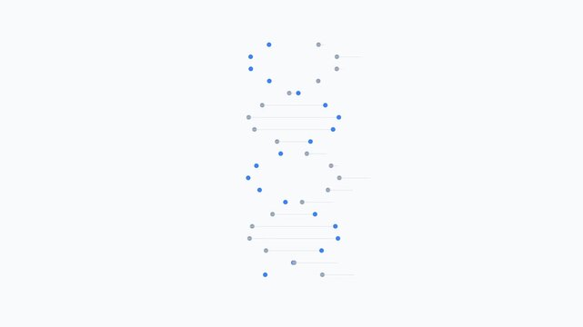 Minimalist dna double helix illustration with blue and gray circular points