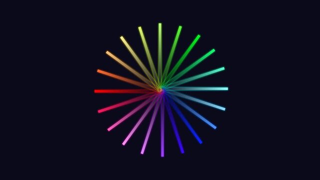 A vibrant rainbow colored spectrum wheel radiating from a dark center point