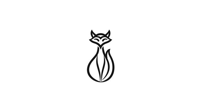 Elegant minimalist line art illustration of a stylized fox icon. Simple black and white animal drawing for modern design elements.