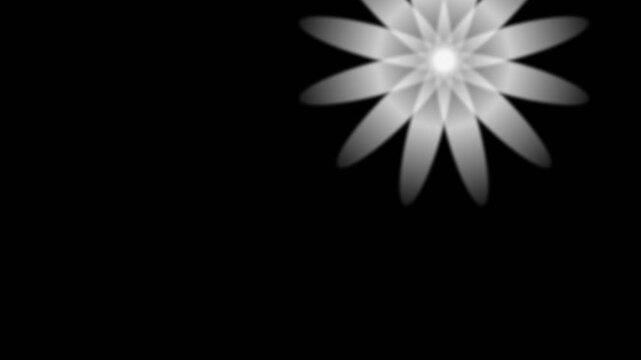 A glowing white symmetrical star pattern isolated against a deep black background
