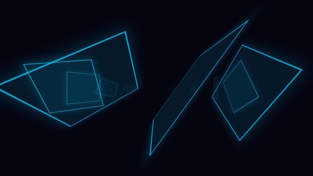 Abstract geometric blue lines forming intersecting shapes on a dark background