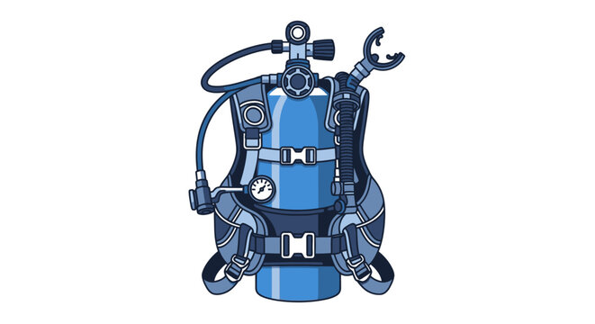 Underwater diving equipment illustration on white background