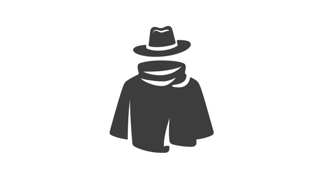 Mysterious Invisible Person Icon: Silhouette of Hat, Scarf, and Coat Representing Anonymity, Secrecy, and Espionage