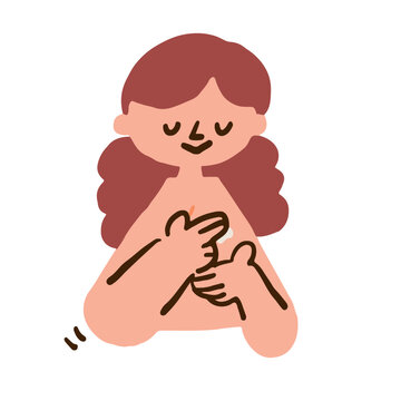 	An illustration of a woman applying cream to her chest