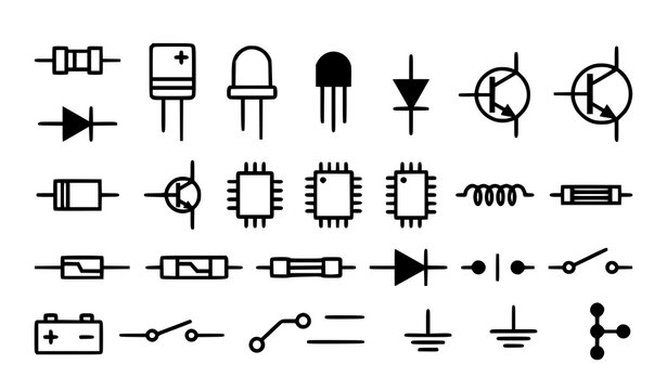 Electronic component symbols collection for circuit diagram design