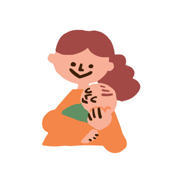 Illustration of a mother holding her newborn baby