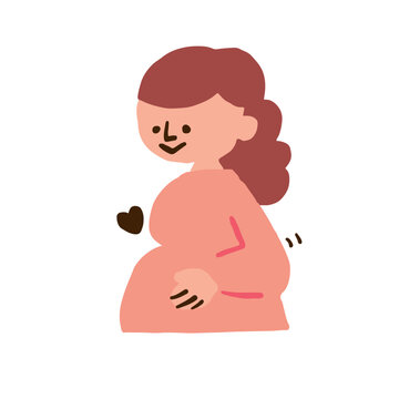 An illustration of a pregnant woman rubbing her belly