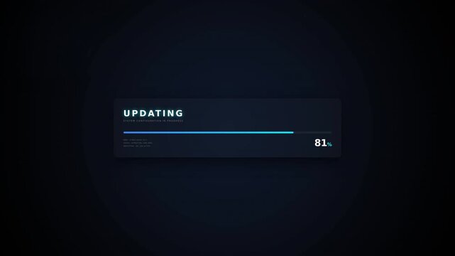 A minimalistic screen displaying an updating progress bar, with a blue line filling up while numerical percentage updates
