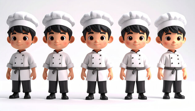 Cartoon chefs in uniform standing together