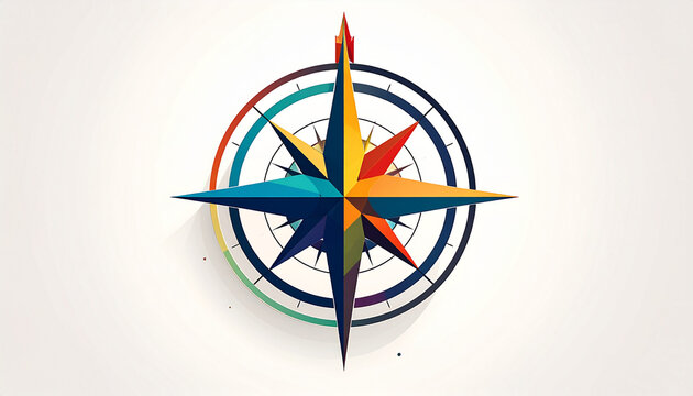 Colorful compass navigation illustration