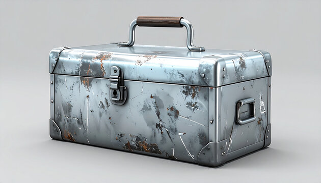 Metallic toolbox with handle