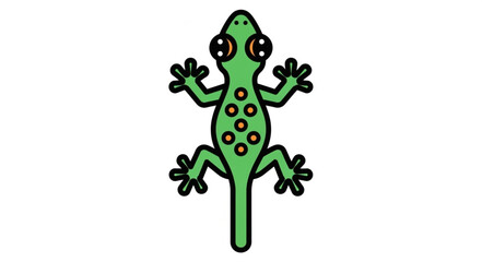 Fototapeta premium Green Gecko Lizard Cartoon Illustration.