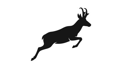 Fototapeta premium Silhouette of a leaping antelope with horns.