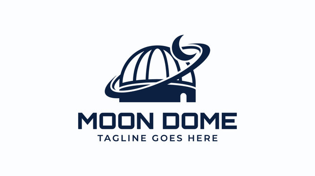 Circular Moon Dome logo with orbit ring and globe motif representing brand identity and modern design