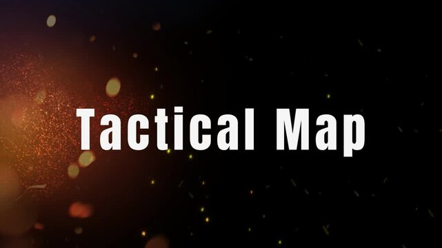 Glowing orange tactical map background with bokeh lights and text overlay