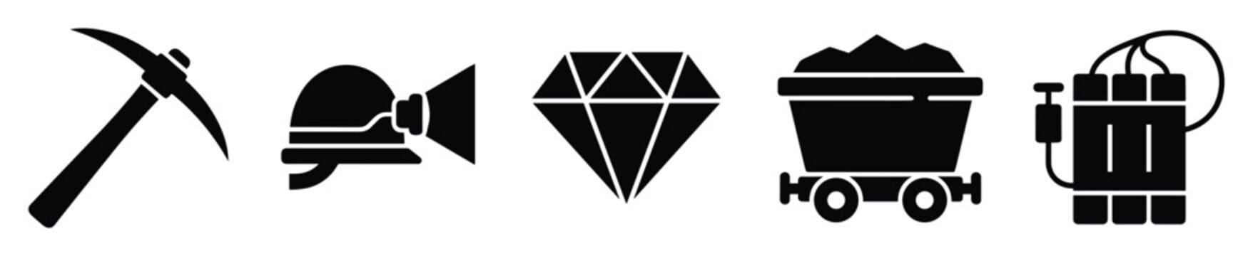 Set of mining industry icons, perfect for game development, educational materials, or industrial