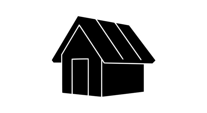Black Minimalist House Icon Cabin Silhouette Illustration
