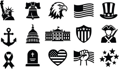 Memorial day usa patriotic icons for may 27th observances designs ©  vector icon