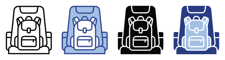 Fototapeta premium Set of backpack icons perfect for travel, adventure, and outdoor activity applications and