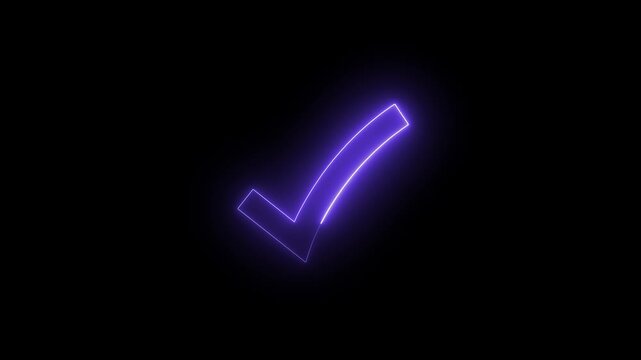 Glowing neon line tick mark or confirm icon animation.