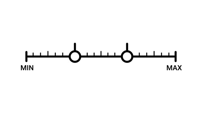 Minimalist graphic of a slider control showing minimum and maximum