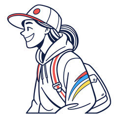 Profile portrait of girl in hoodie and baseball. © Sirajum