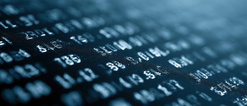 Blue stock market ticker numbers scrolling across futuristic financial trading display interface