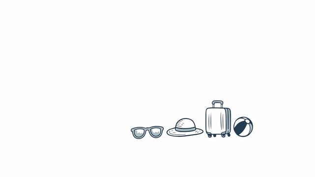 Hand Drawn Summer Travel Accessories Animation Icon