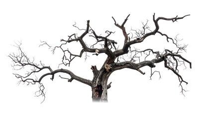 Fototapeta premium Isolated dead tree silhouette against white background for design elements