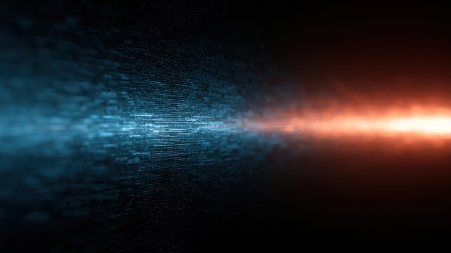 Retro digital display with blue and orange split pixel patterns glowing in dark futuristic space