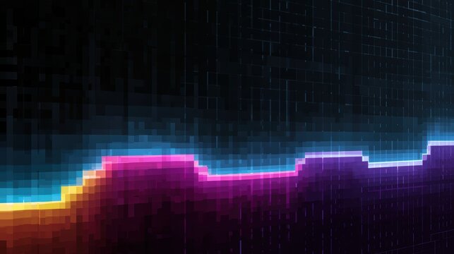 Retro arcade inspired pixel art background with glowing neon patterns