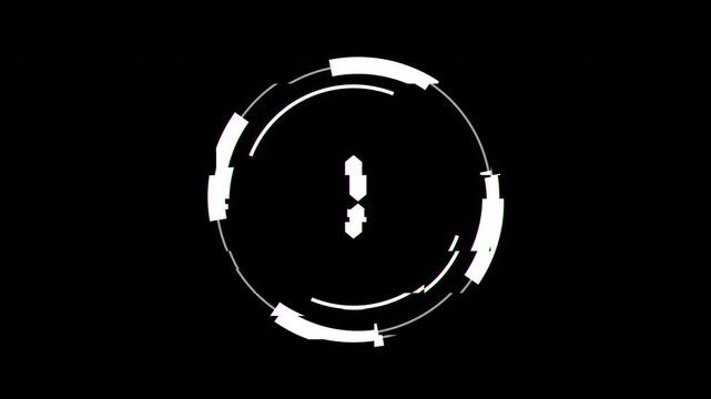 5 second countdown glitch 4K animation on black background.