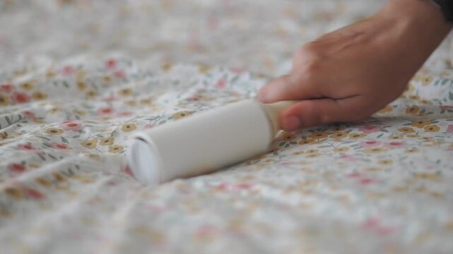 Cleaning lint from fabric with a roller tool