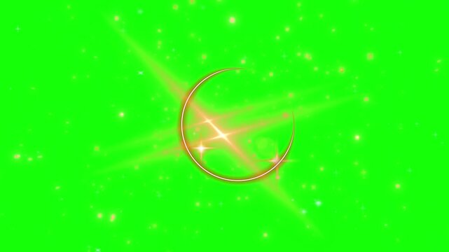 Neon squiggle line glowing on vibrant green bokeh background with light particles