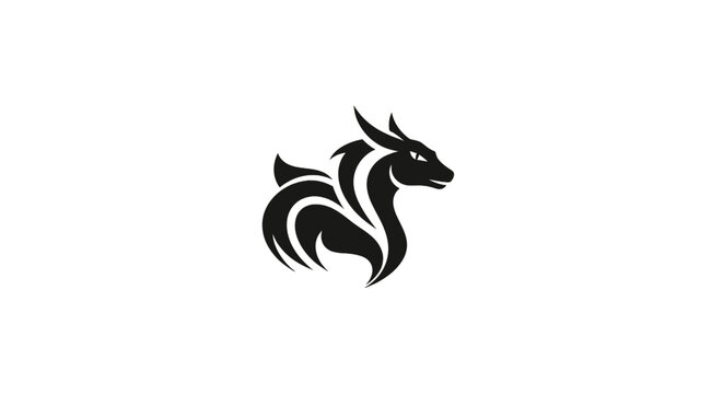 Black dragon logo profile view.
