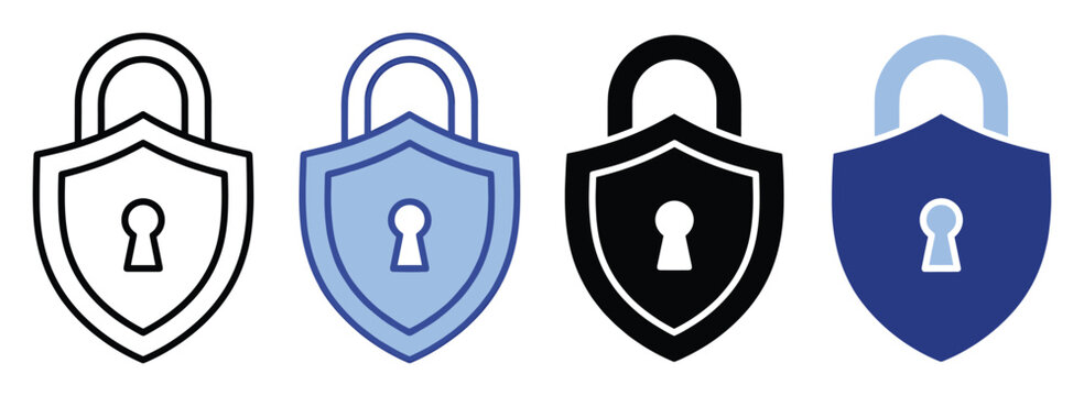 Set of padlock icons representing safety and data protection for secure website interfaces