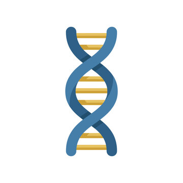 Blue and yellow dna double helix molecule flat genetics