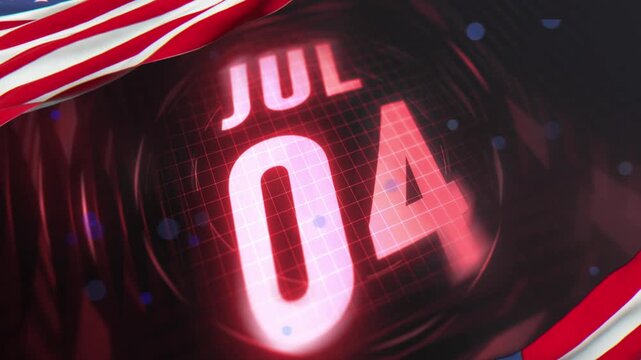 Vibrant 4th of july celebration with fireworks and american flags on a dark background
