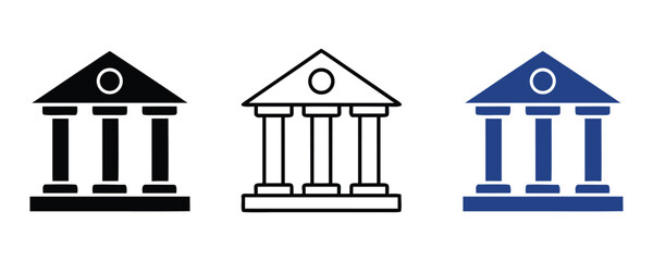 Fototapeta premium Bank icon set, university, museum symbol icon vector