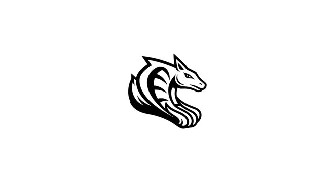 Black and white wolf logo profile.