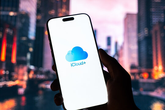 Apple iCloud Plus app logo is displayed on a smartphone screen in Bangalore, India, on May 15, 2026
