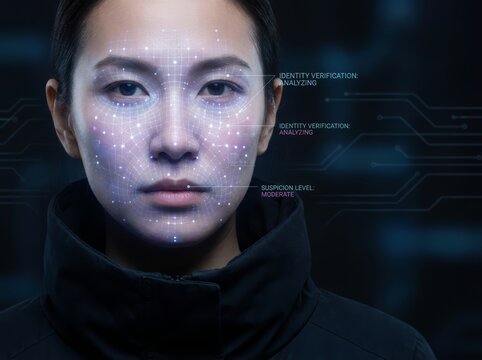 Deepfake face detection technology concept focused on cybersecurity and identity verification
