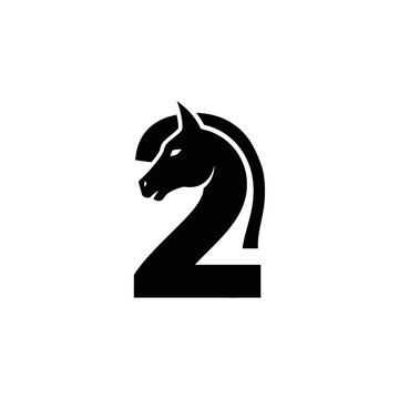 Black silhouette number two with a horse head integrated into the upper part