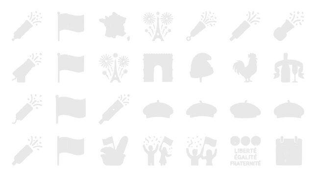 France Icons Set: Symbols of French Culture and Celebration