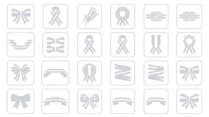 Fototapeta premium Ribbon and Bow Icons: Decorative Emblems, Awards, and Symbols Set