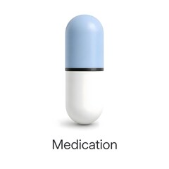 Fototapeta premium Single Blue and White Capsule Medication Isolated on White Background.